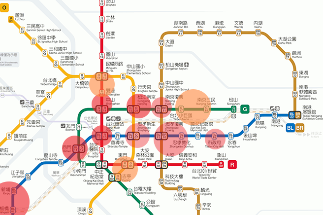 mrt map656 平日 in 【台北でお店を出す！】第一部：台北の人の流れを見る