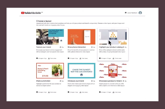 Video Builder 選擇版面佈局 in 免經驗無痛上手!用 YouTube Video Builder 製作免費動畫影片