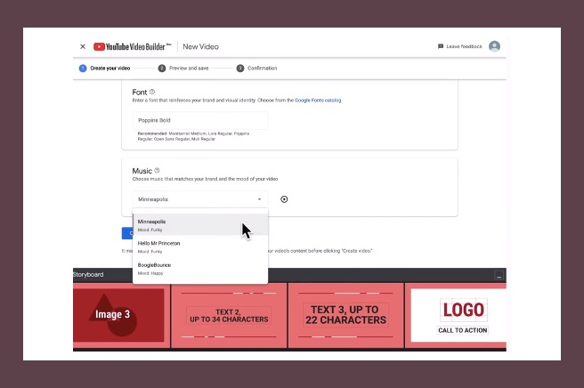 Video Builder 選擇音樂 in 免經驗無痛上手!用 YouTube Video Builder 製作免費動畫影片