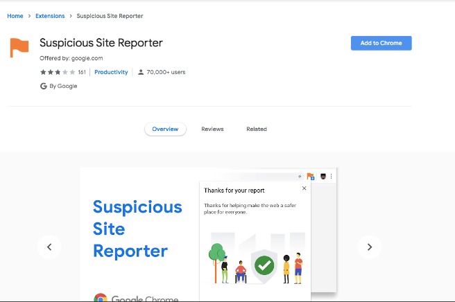 Google Chrome Extensions- Suspicious Site Reporter