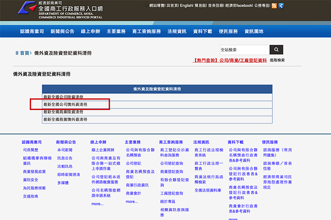 最新全國公司僑外資清冊