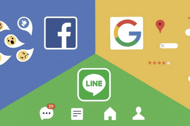 Googleで検索、LINEで連絡、Facebookで近況アップデート