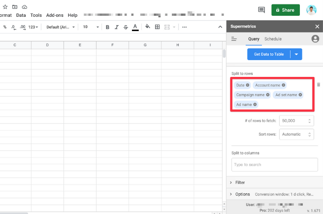 supermetrics step3 in 節省 90% 時間!Supermetrics 自動排程製作 Facebook 日報表