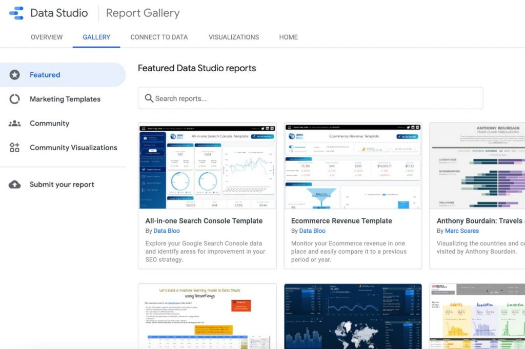 挑選 Data Studio 範本